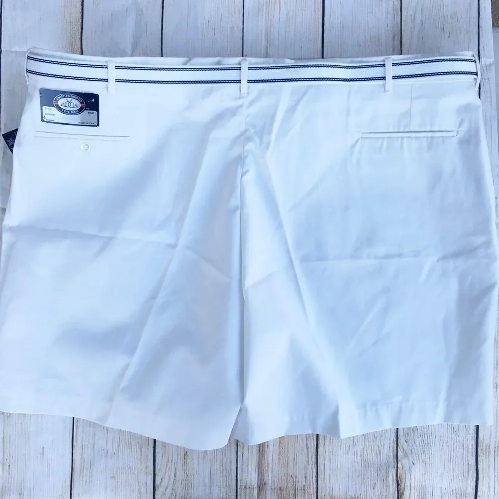 Knightsbridge White W/Belt Shorts Flat Front 50